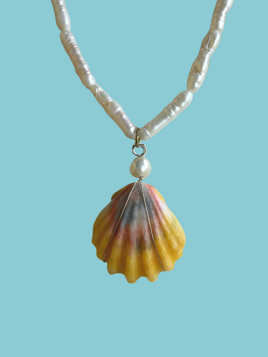 Hawaiian Sunrise & Genuine Pearl Necklace